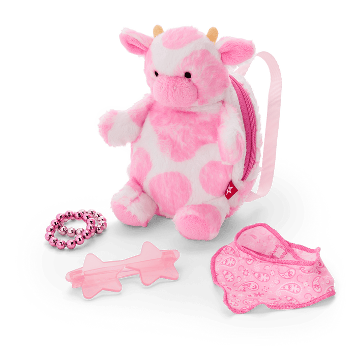 Pink Spotted Cow Backpack & Accessory Set for 18-inch Dolls I9