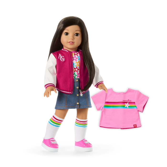 Truly Me™ 18-inch Doll #124 with straight black-brown hair H2