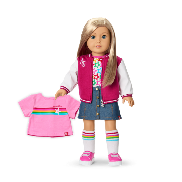 Truly Me™ 18-inch Doll #100 with straight layered blonde hair G7