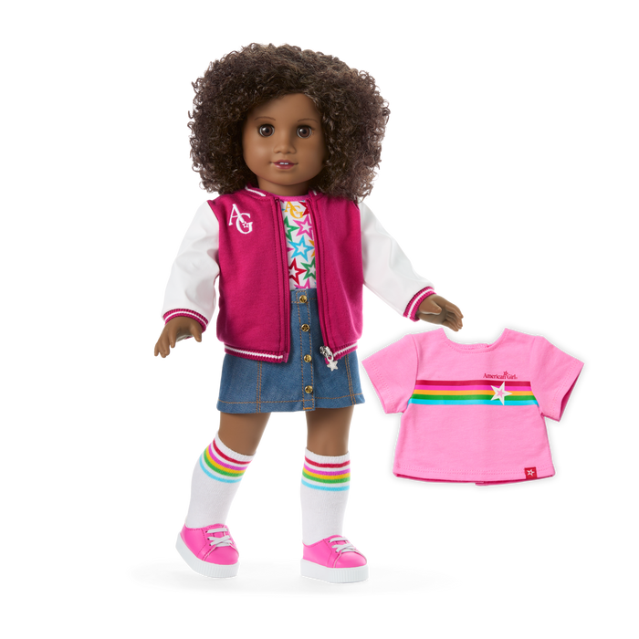 Truly Me™ 18-inch Doll #112 with curly dark-brown hair L9