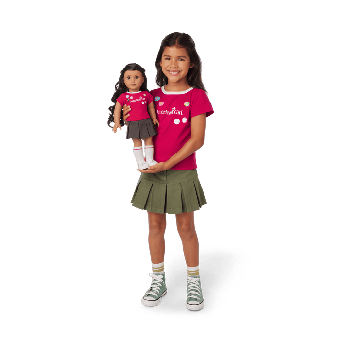 Matching AG™ Grin Pins Ringer Tee Set for Girls & 18-inch Dolls H4