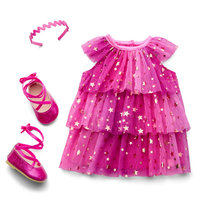 Pink Party-Ready Dress for 18-inch Dolls J0