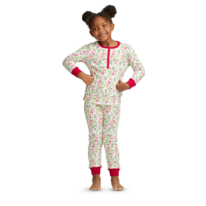 Hearts & Pines Holiday PJs for Little Girls J1