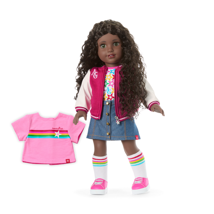Truly Me™ 18-inch Doll #127 with curly dark-brown hair I7