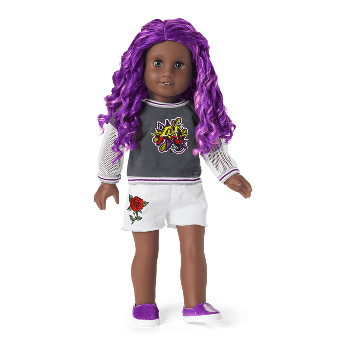 Truly Me™ 18-inch Doll #91 with curly purple hair H5