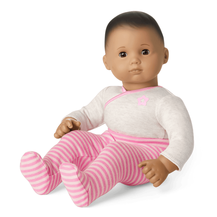 Bitty Baby® Doll #5 with dark brown hair in Pretty Pink K8