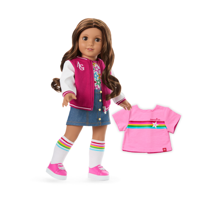 Truly Me™ 18-inch Doll #117 with wavy dark-brown hair H1