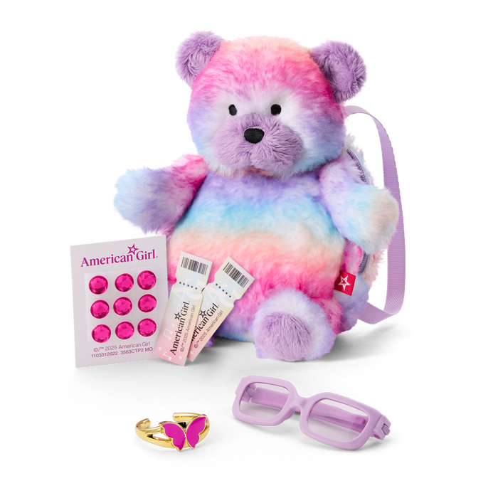 Colorful Teddy Bear Backpack & Accessory Set for 18-inch Dolls I2