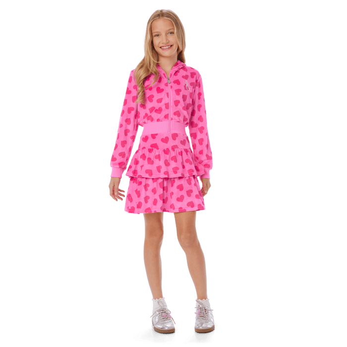 Pink Hearts Hoodie Dress for Girls H3