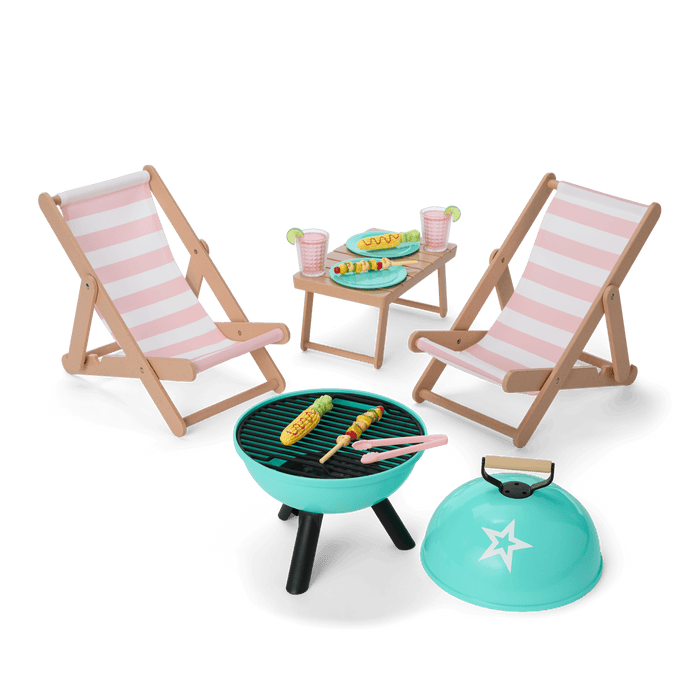 Raquel's™ Beach Chairs & Barbecue Set for 18-inch Dolls (Girl of the Year™ 2026) I5