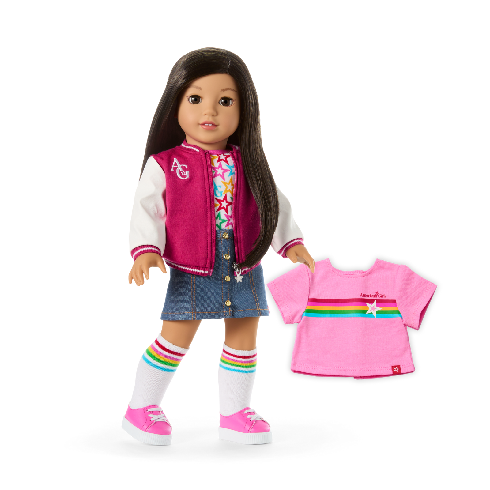 Truly Me™ 18-inch Doll #124 with straight black-brown hair H2