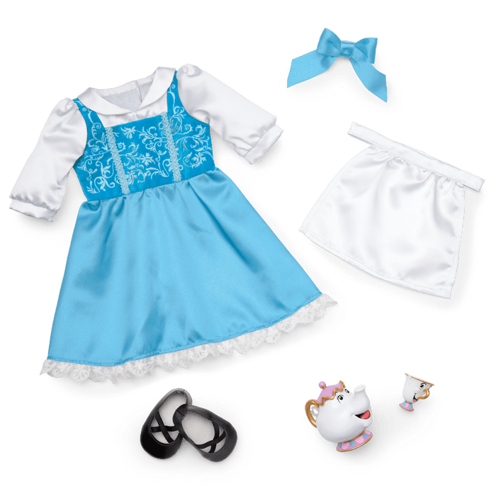 American Girl® Disney Princess Belle Blue Dress, Mrs. Potts, Chip & Accessories for 18-inch Dolls K4