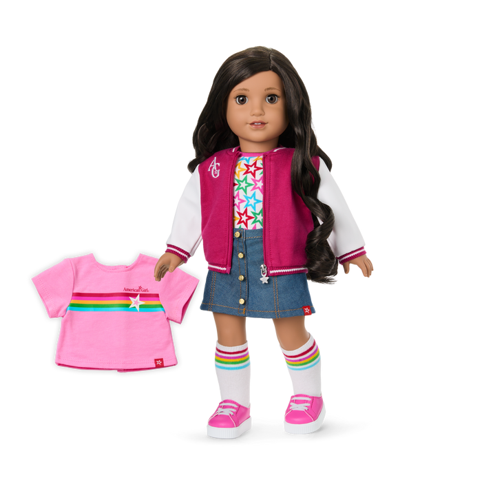 Truly Me™ 18-inch Doll #108 with curly black-brown hair L3