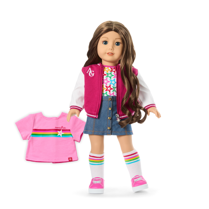 Truly Me™ 18-inch Doll #126 with wavy brown hair I2