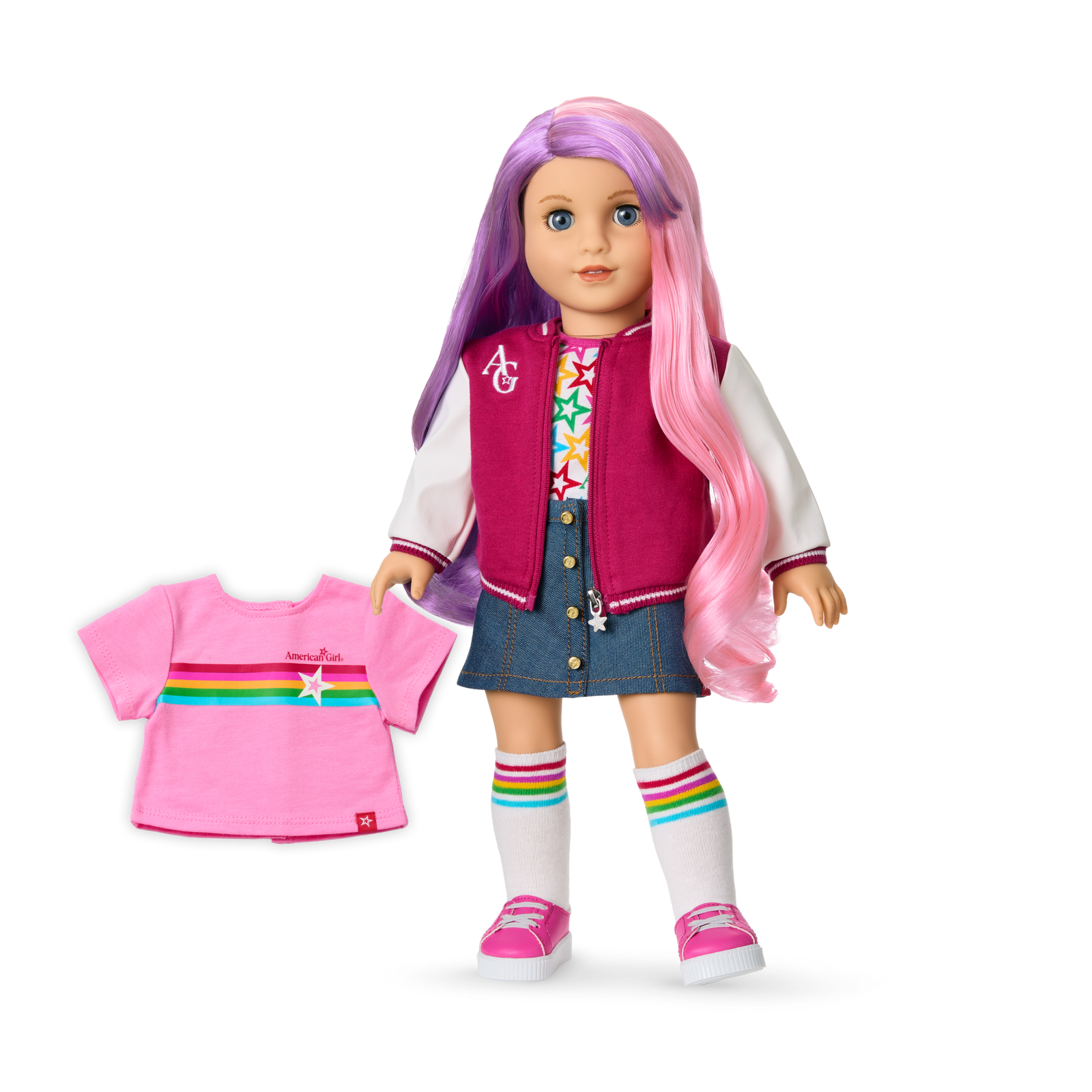 Truly Me™ 18-inch Doll #116 with wavy purple-and-pink hair L9
