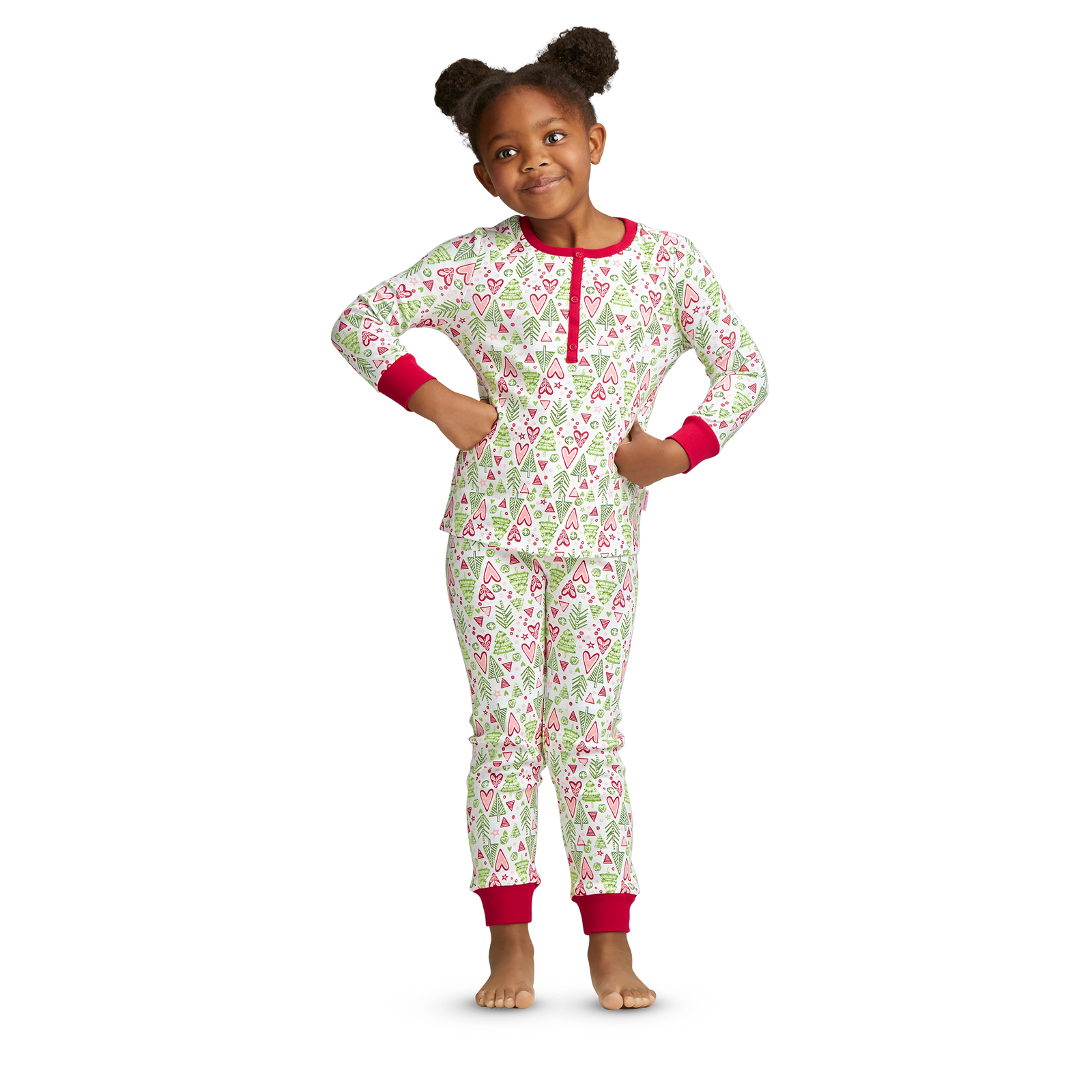 Hearts & Pines Holiday PJs for Little Girls J1