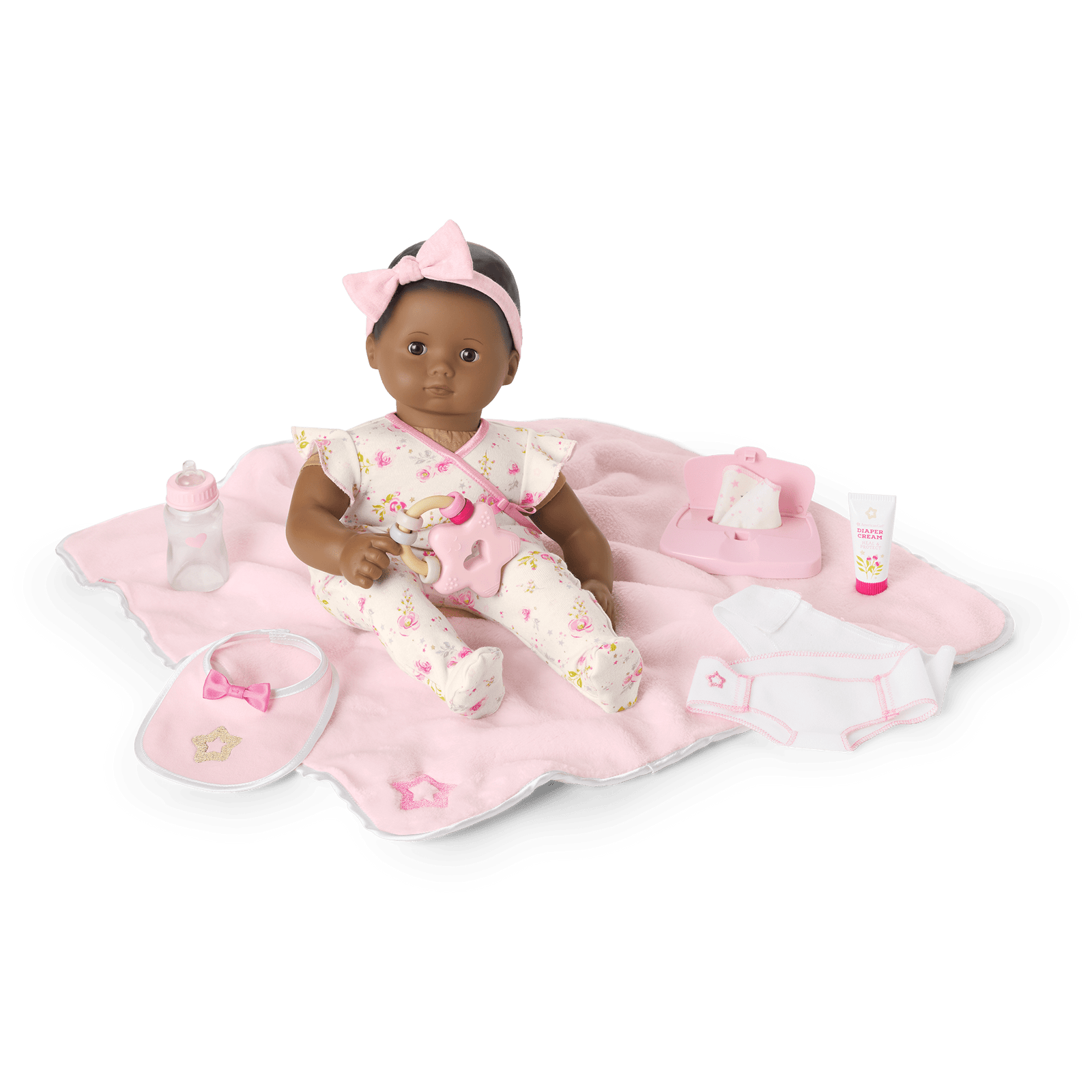 Bitty Baby® Doll #1 with black hair Care & Play Set K7