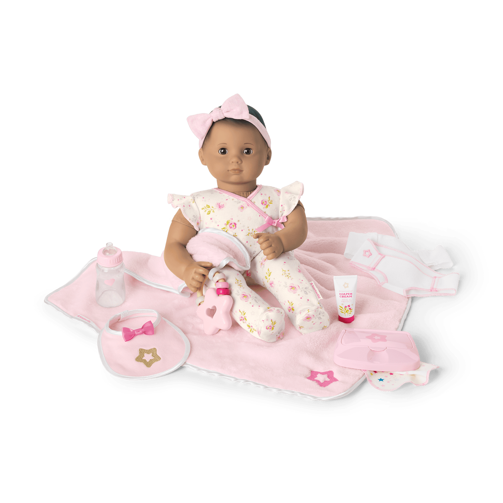 Bitty Baby® Doll #5 with brown hair Care & Play Set L2