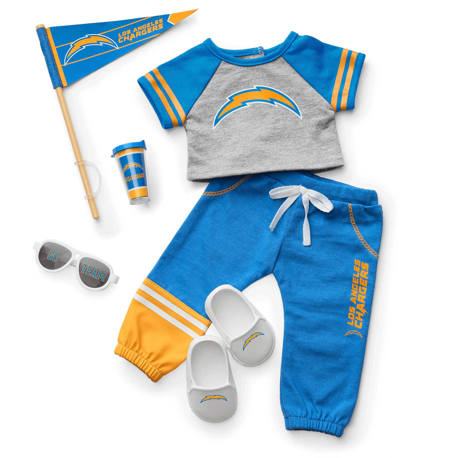 American Girl® x NFL Los Angeles Chargers Fan Outfit & Accessories for 18-inch Dolls J1