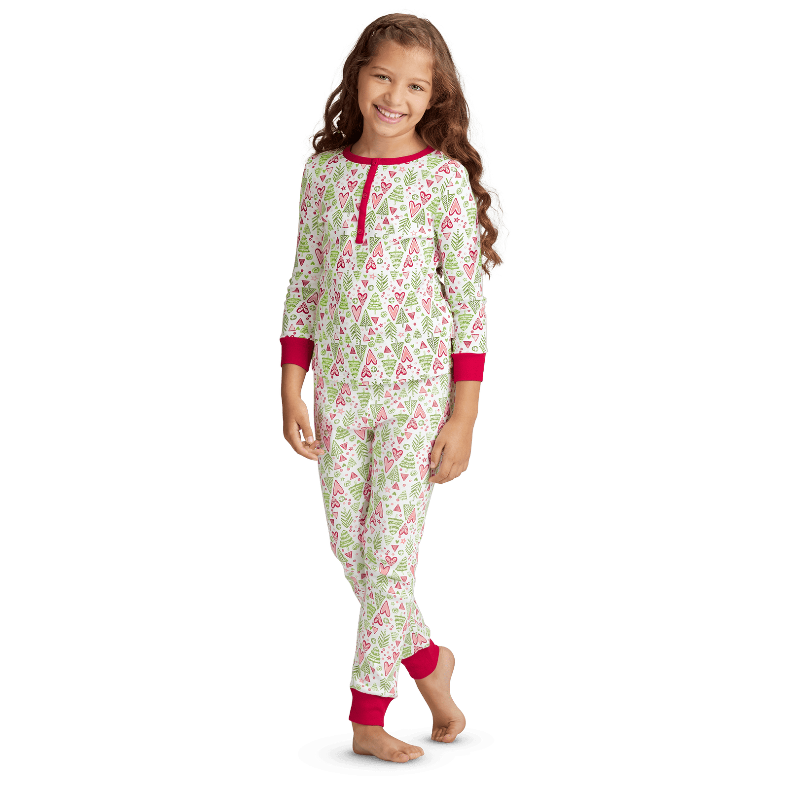 Hearts & Pines Holiday PJs for Girls H7