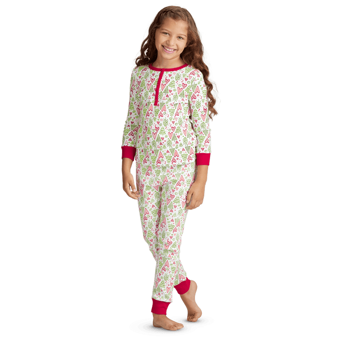 Hearts & Pines Holiday PJs for Girls H7