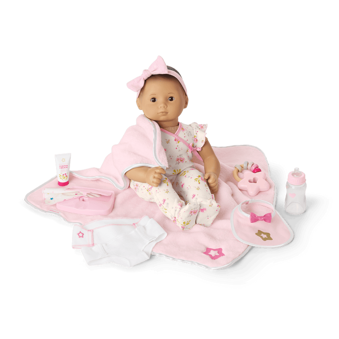 Bitty Baby® Doll #4 with black hair Care & Play Set L7