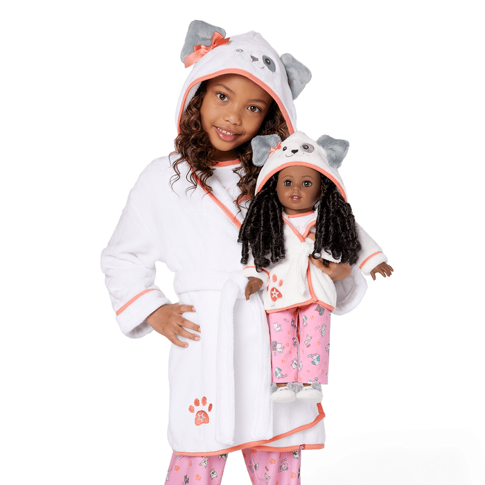 Comfy Puppy Robe Set for Girls & 18-inch Dolls K0