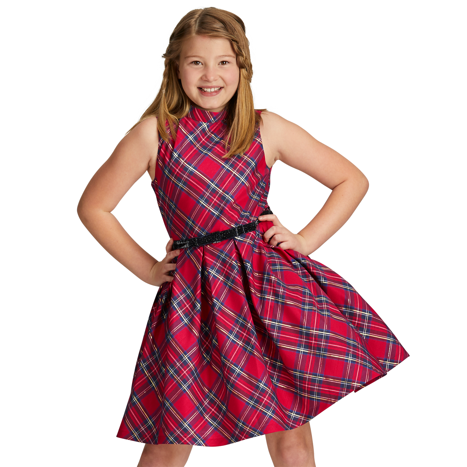 Pretty Plaid Christmas Dress for Girls G0