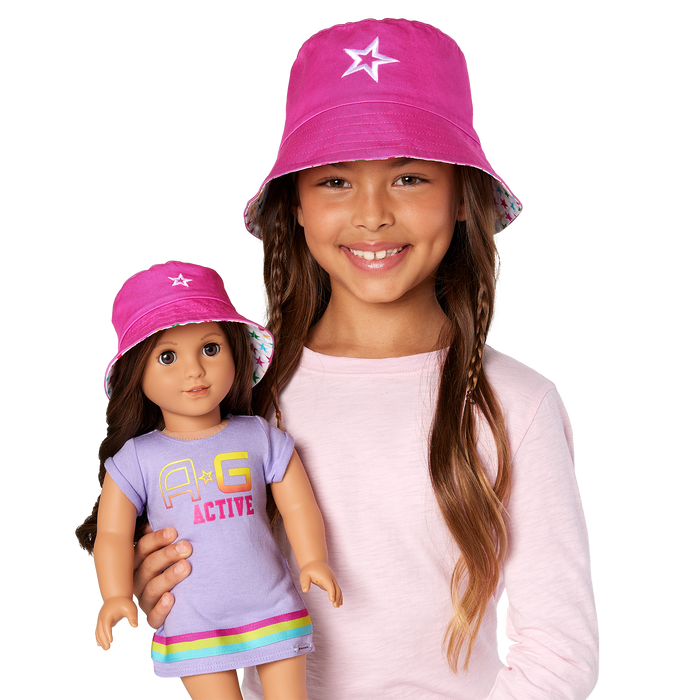 AG™ Star Bucket Hat Set for Girls & Dolls G1